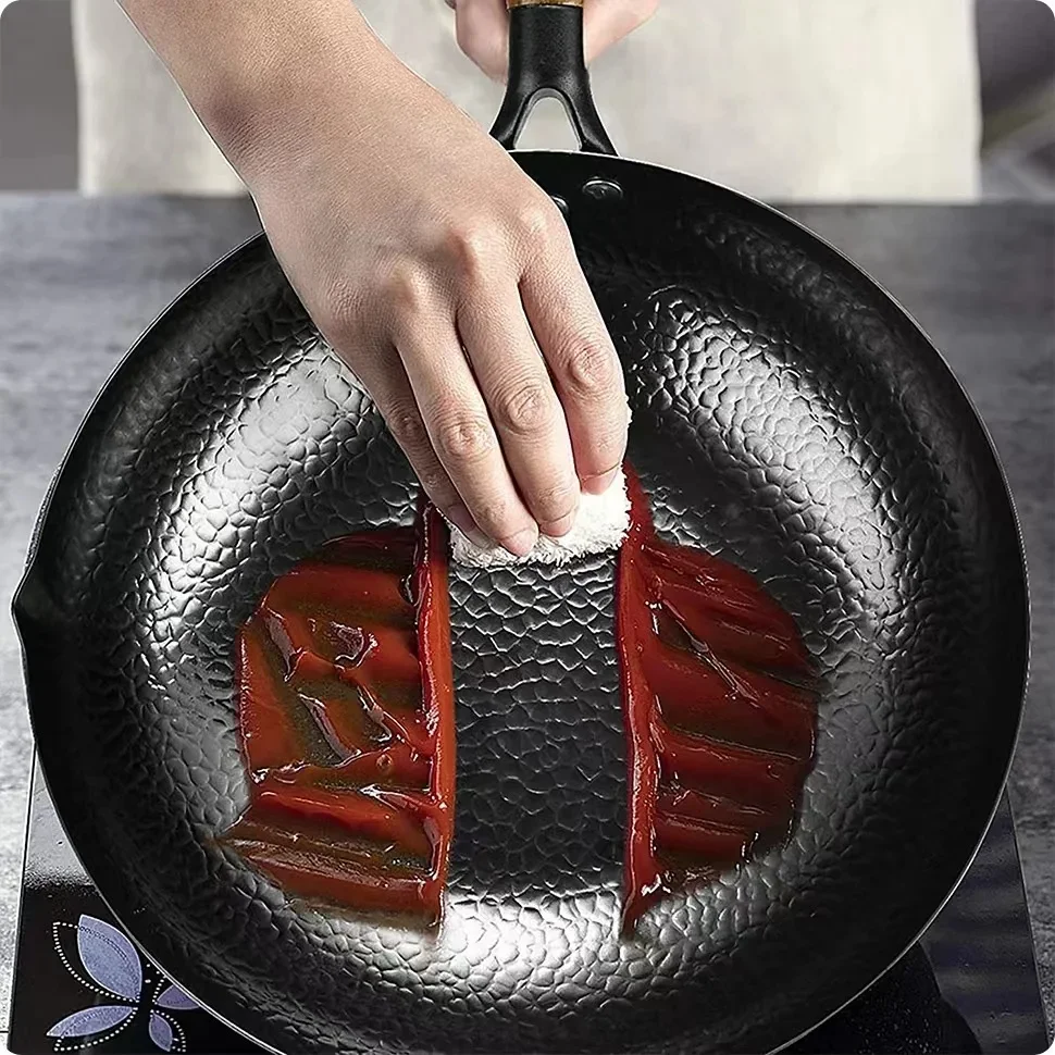 Cast Iron Corn - 28cm High-Grade Iron Wok Pan Without